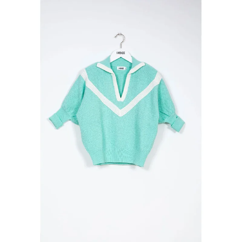 - Winter dog thick down jacketIndee Aqua Green Polo Knit Sweater