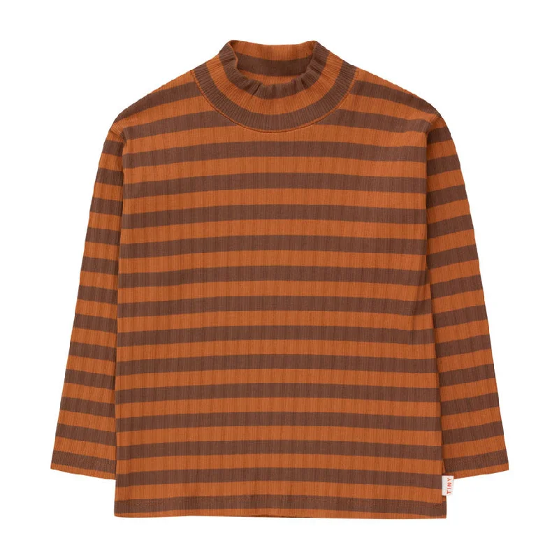 - Summer pet ice matTiny Cottons Brown/Dark Brown Stripes Mockneck Tee