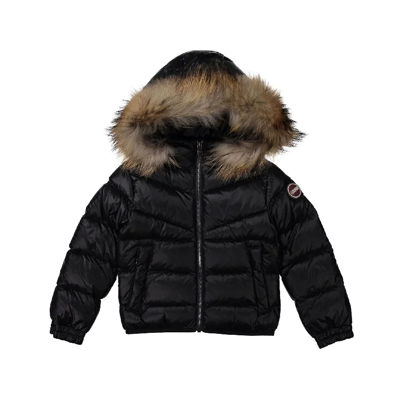 - Winter dog thick down jacketColmar Black Fur Hooded Coat