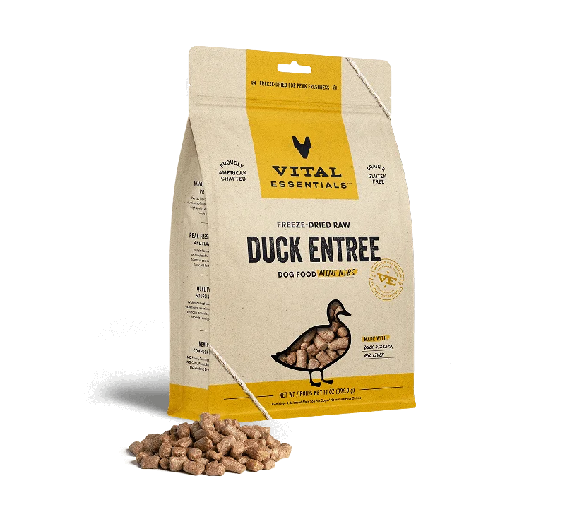  -Fish-containing dog foodVE- Freeze-Dried Raw Duck Entree Dog Food Mini Nibs