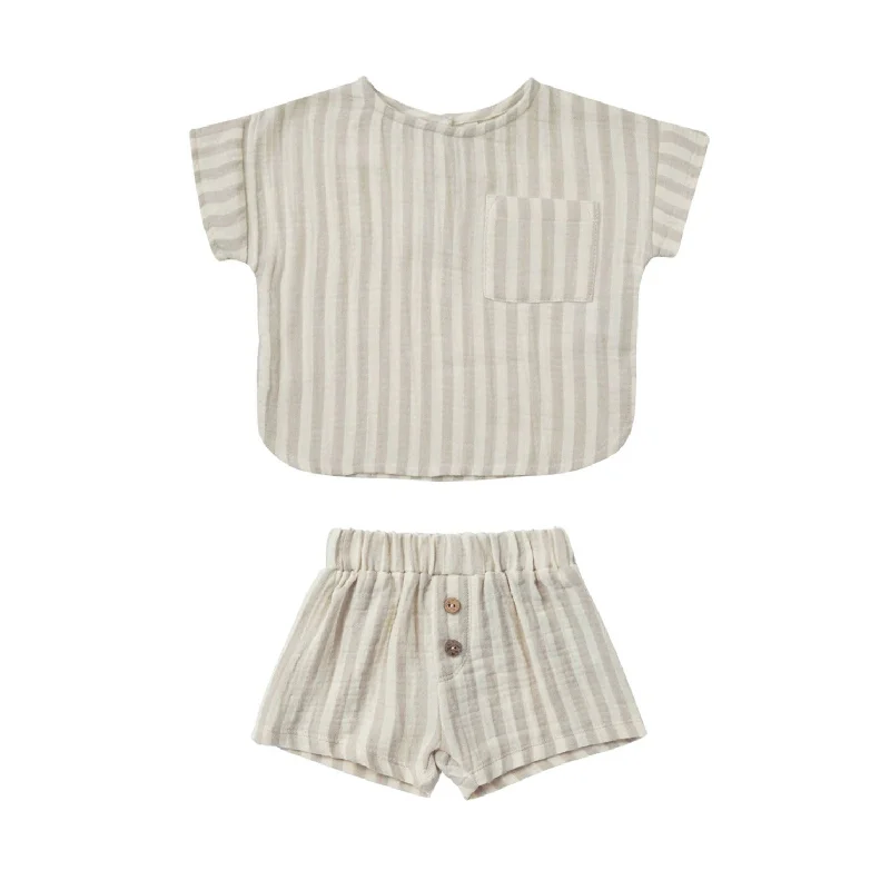 - Pet fence foldable indoorQuincy Mae Ash Stripe Woven Boxy Top + Short Set