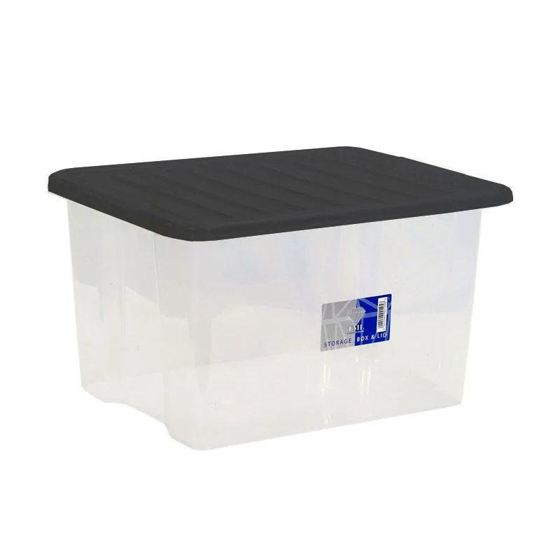  -Splash-proof food bowl AND Anti-choking slow food bowlPlastic Storage Box 30 Litres - Clear & Black by Premier