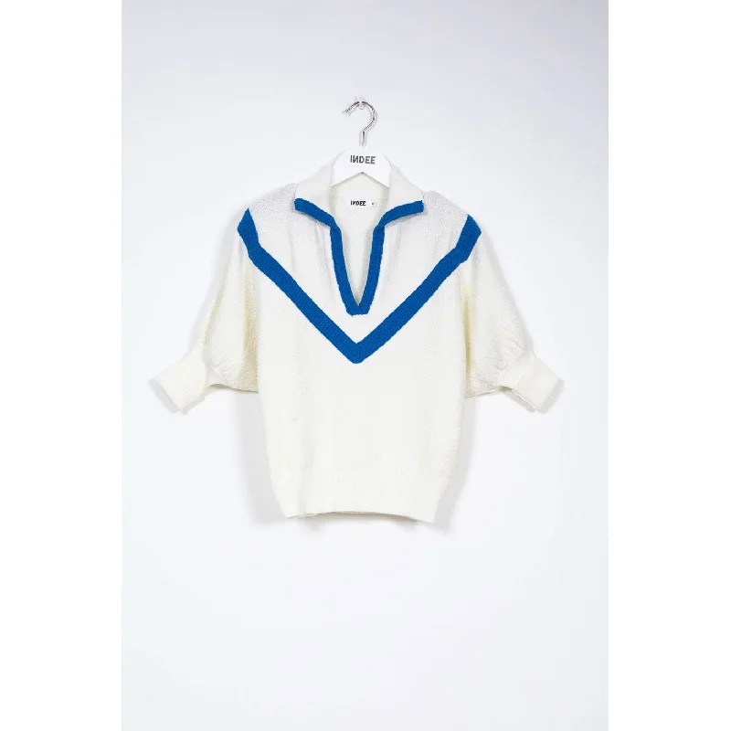 - Cat anti-jump window safety netIndee Off White Polo Knit Sweater