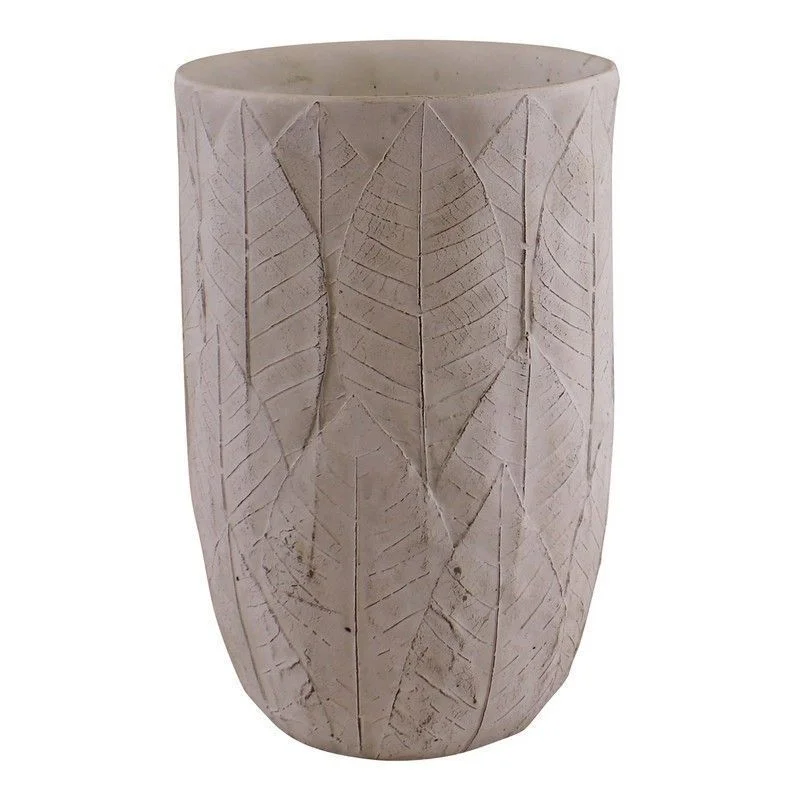 - Chinchilla cooling ice nest ceramic plateVase Cement with Embossed Leaf Pattern - 21.5cm