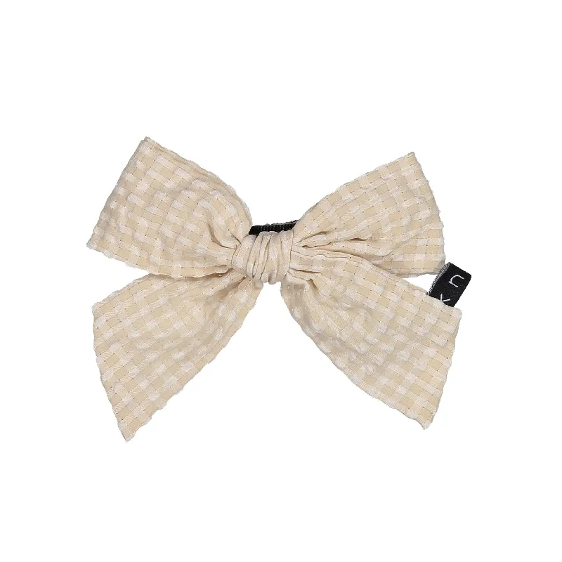 ---Knot Hairbands Tan Seersucker Bow Clip