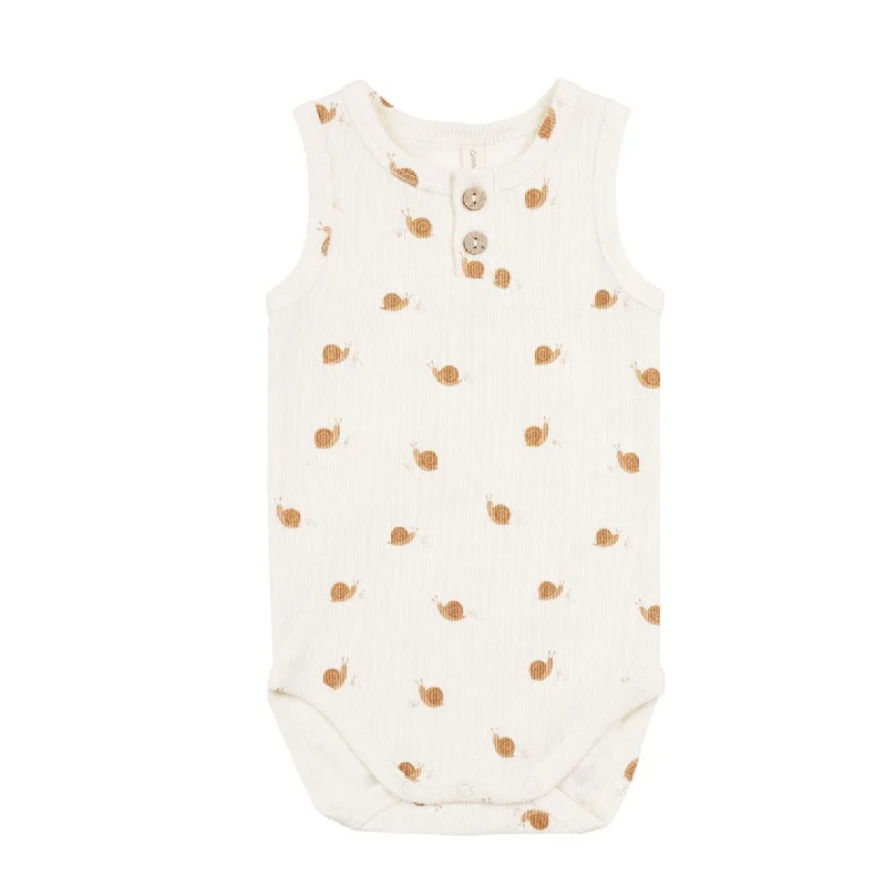 - Car dog seat beltQuincy Mae Snails Sleeveless Henley Bodysuit