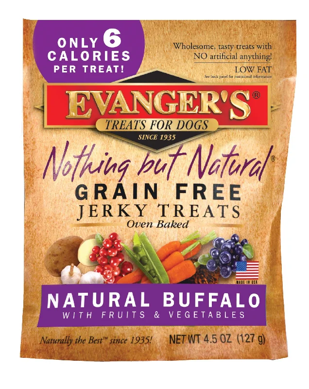 Dog FoodEvanger's Nothing But Natural Buffalo with Fruits & Vegetables Grain-Free Jerky Dog Treats, 4.5-oz