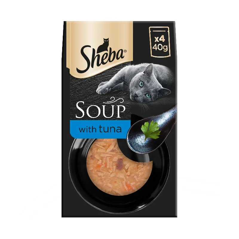    - Cat food for coat health  Sheba Classics Soup Adult Wet Cat Food Pouches with Tuna Fillets 4x40g