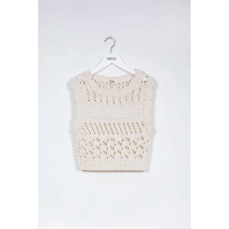 - Pet monitor with cameraIndee Off White Crochet Tank Top