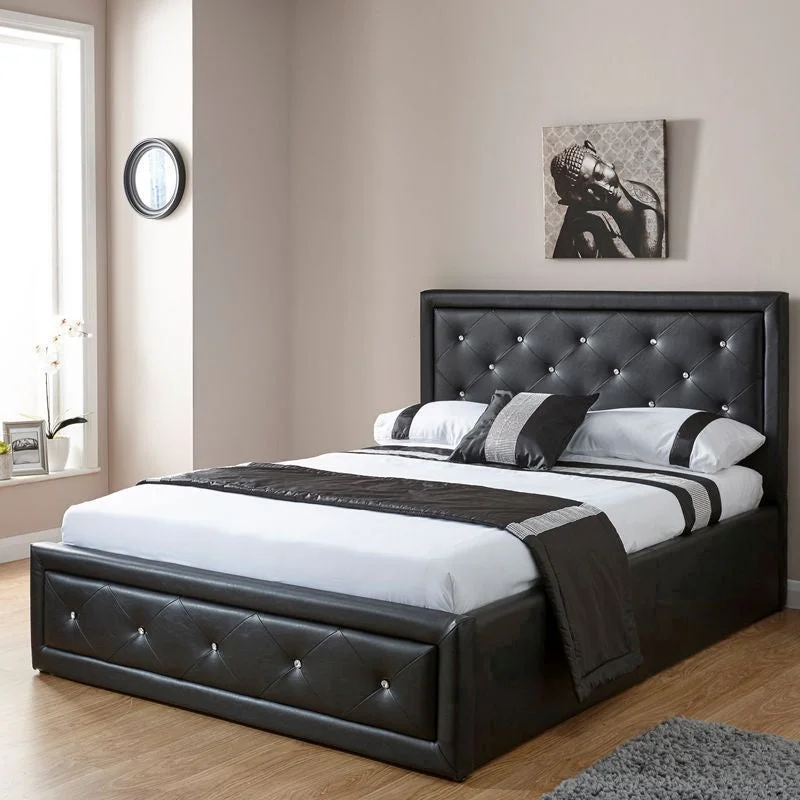 - Natural latex pet mattressHollywood Double Ottoman Bed Faux Leather Black 5 x 7ft