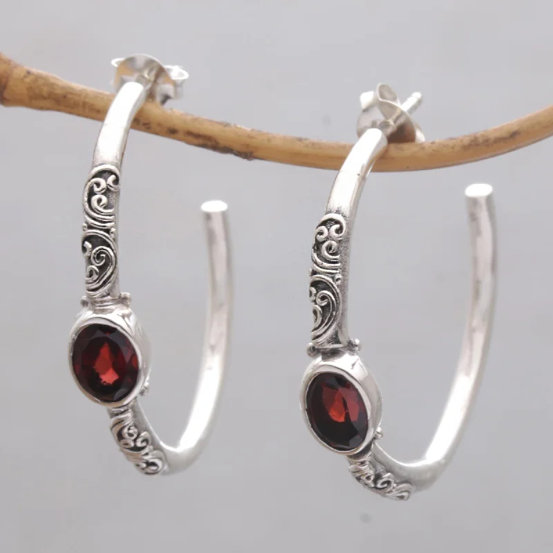 - Cat stress soothing spraySacred Sakenan Balinese Style Half-Hoop Earrings with Garnet Stones