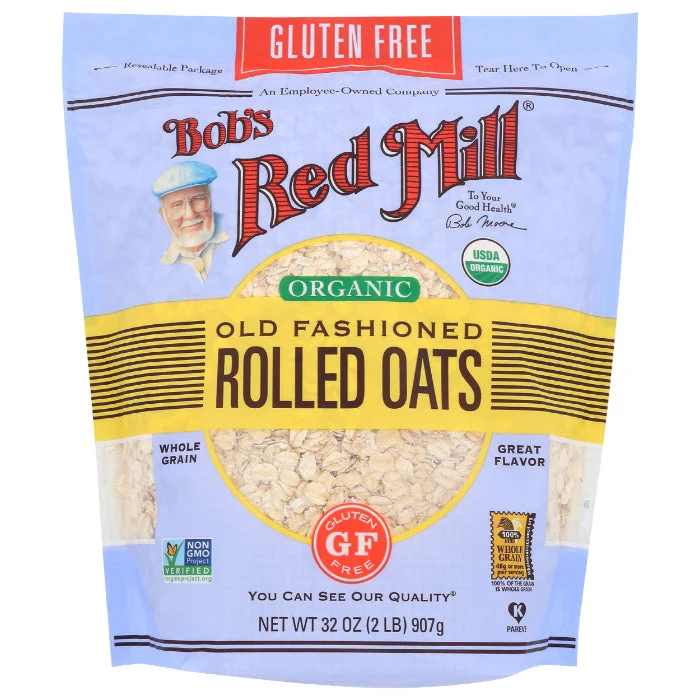 ---Bob's Red Mill - Oats, Rolled, Gluten-Free, Organic, Old Fashioned, 32 OZ - Pack of 4