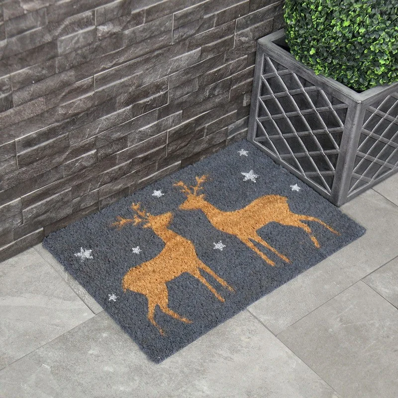 - ​​Christmas pet Christmas clothingDoormat Christmas Decoration Grey with Reindeer Pattern - 60cm by Wensum