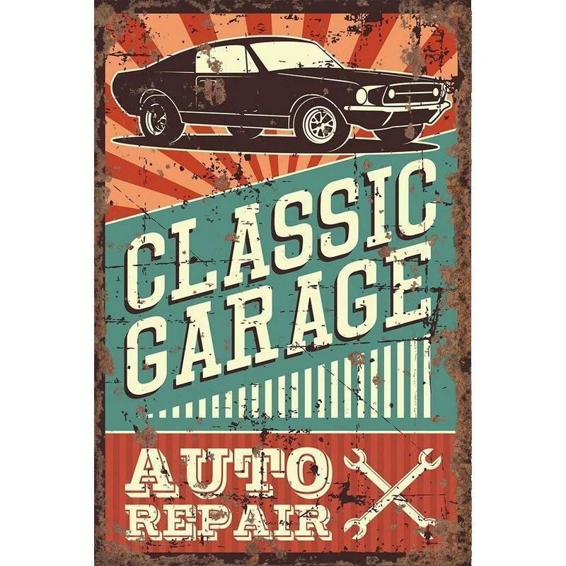 ---Vintage Garage Sign Metal Wall Mounted - 40cm