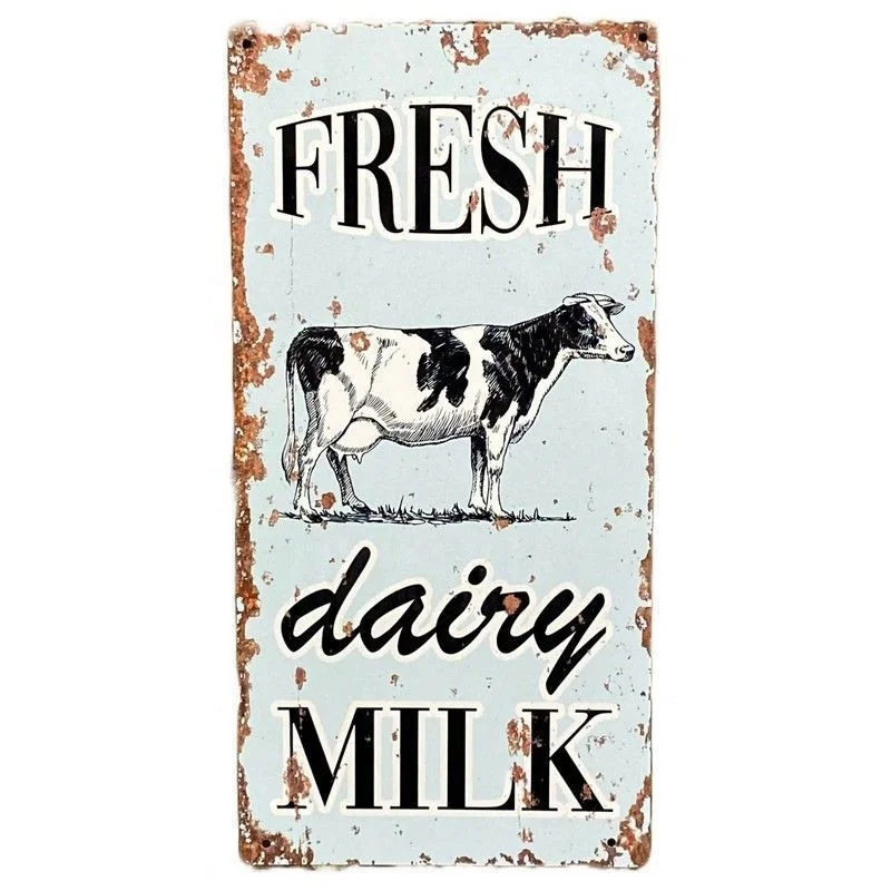  -Splash-proof food bowl AND Anti-choking slow food bowlVintage Fresh Dairy Milk Sign Metal Wall Mounted - 30cm