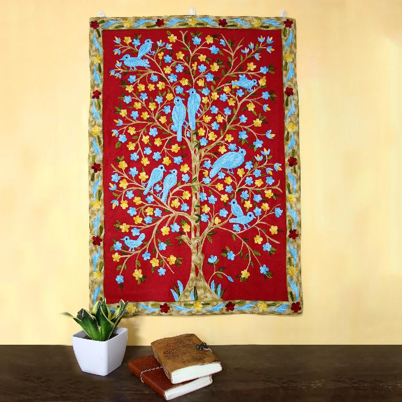 - Remote interactive pet feederAbode of Birds II Bird-Themed Wool Chain Stitch Tapestry from India