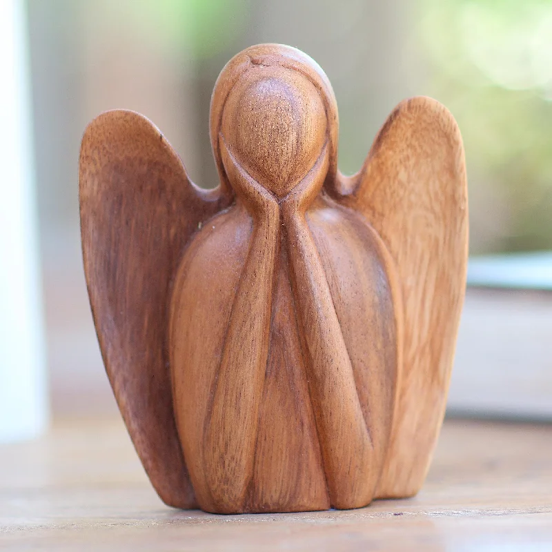 - Pet stroller can be taken on the planeWatching Angel Angel Statuette Hand Carved from Wood