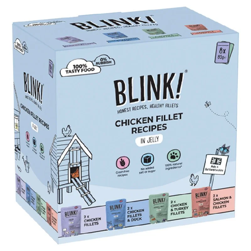  . **Functional Cat Food**  Blink! Wet Cat Food Chicken Pouch Selection in Jelly 8 x 85g