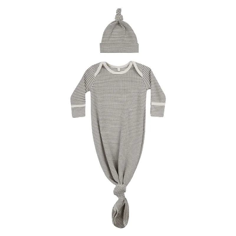 - ​​Pet toys under    yuanQuincy Mae Lagoon Micro Stripe Knotted Baby Gown + Hat Set