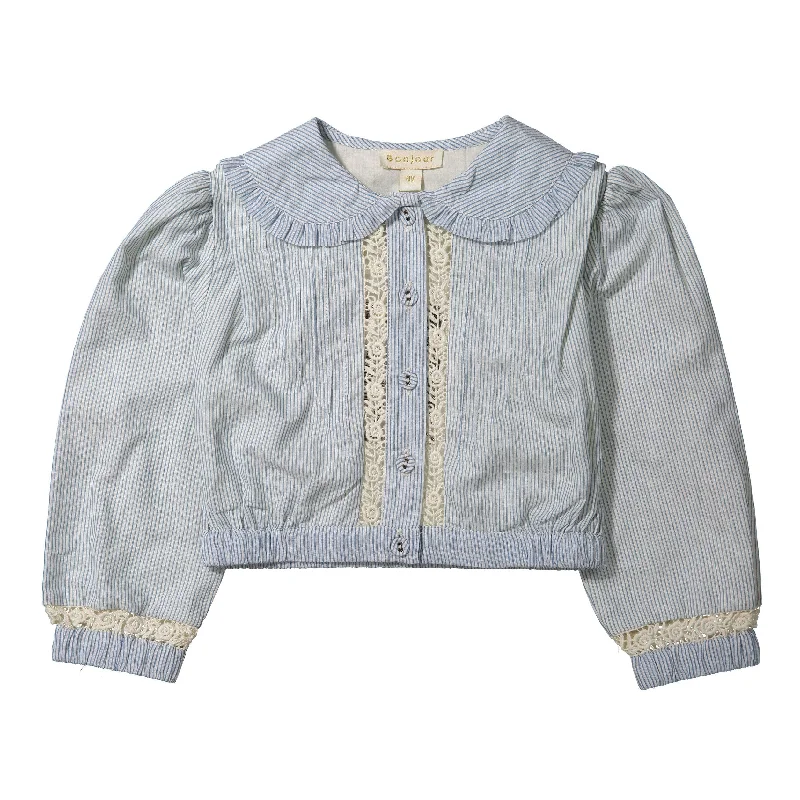 - Parrot climbing and standing wooden frameBonjour Light Blue Stripe Crop Shirt