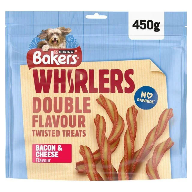 - Natural latex pet mattressBakers Whirlers Bacon and Cheese Dog Treats   450g