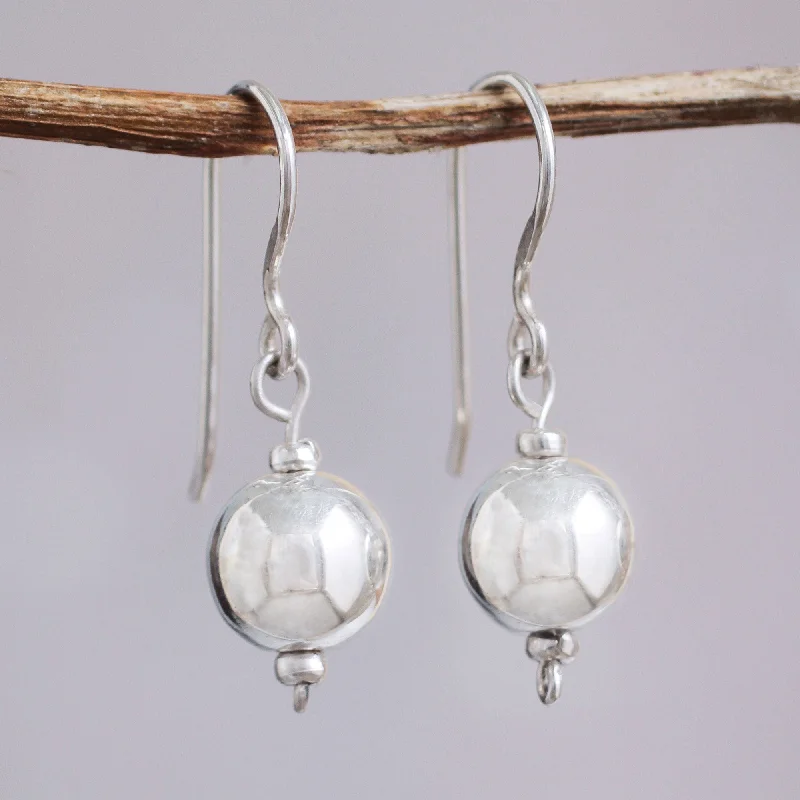 ---Eternal Moonlight Polished Sterling Silver Handcrafted Dangle Earrings