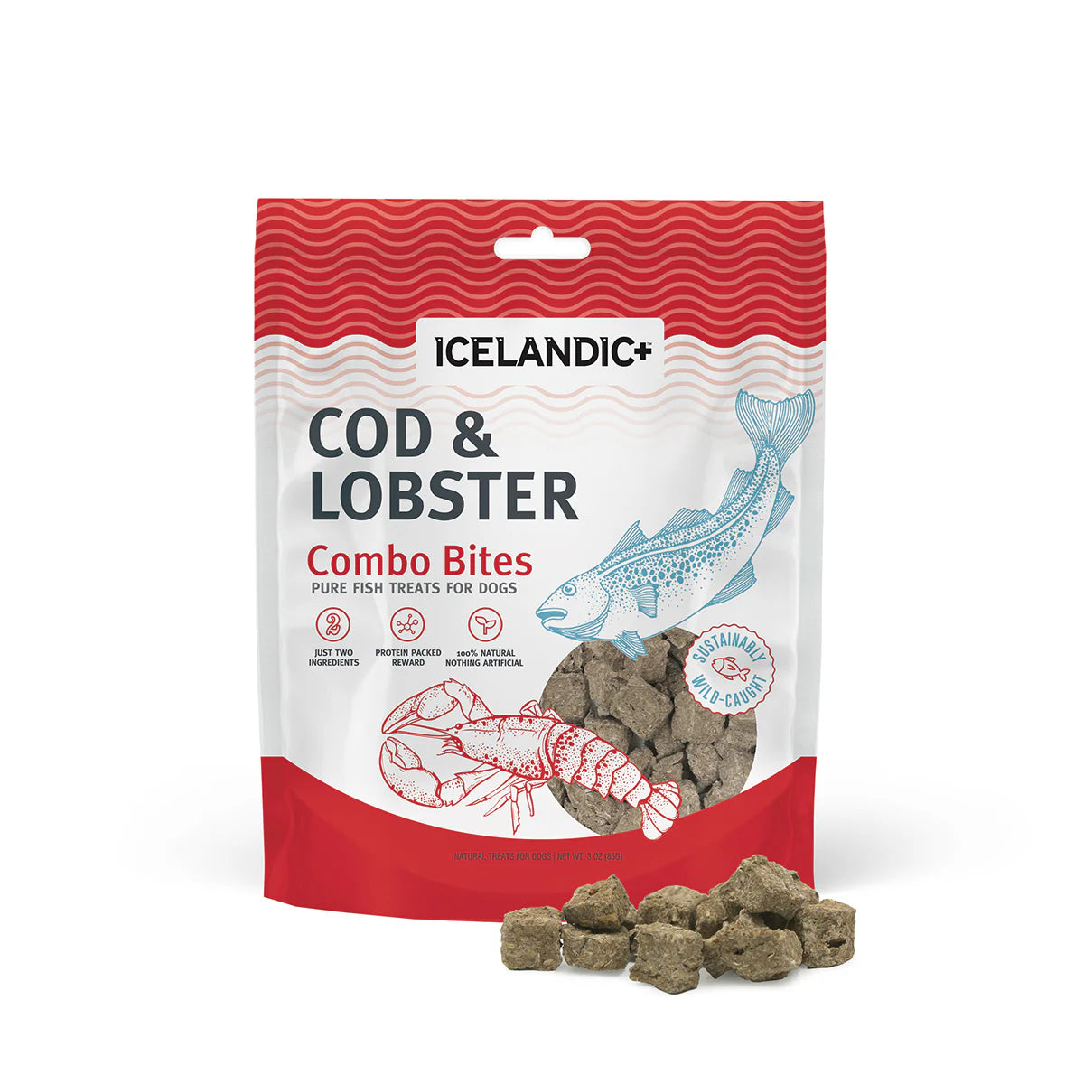 - Remote interactive pet feederCod & Lobster Combo Bites Fish Dog Treats 3oz.