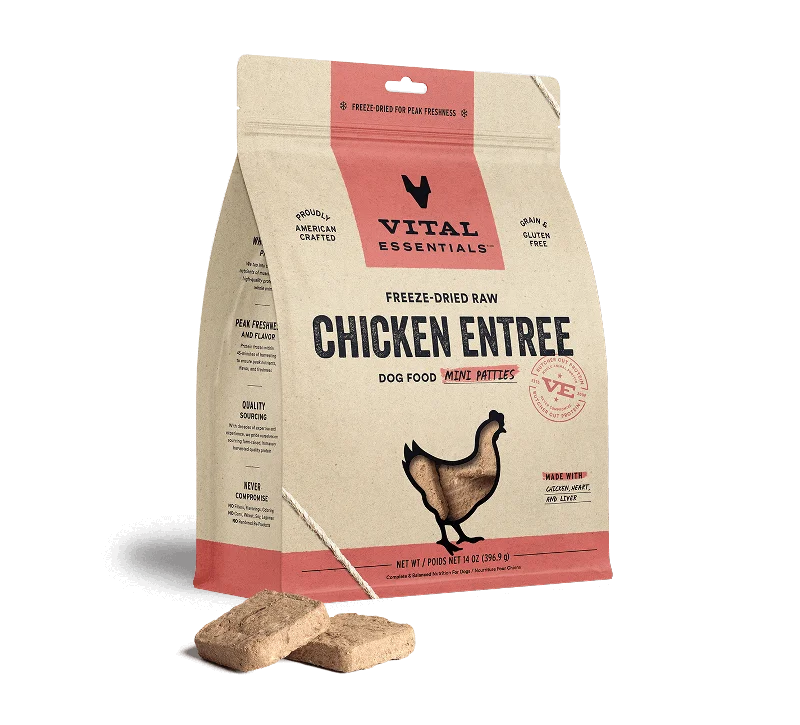  -Cost-effective dog foodVE- Freeze-Freeze-Dried Raw Chicken Entree Dog Food Mini Patties, 14 oz