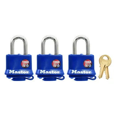 Pet ProductsLaminated Padlock, 1-9/16in, Blue Covered, 3 pack