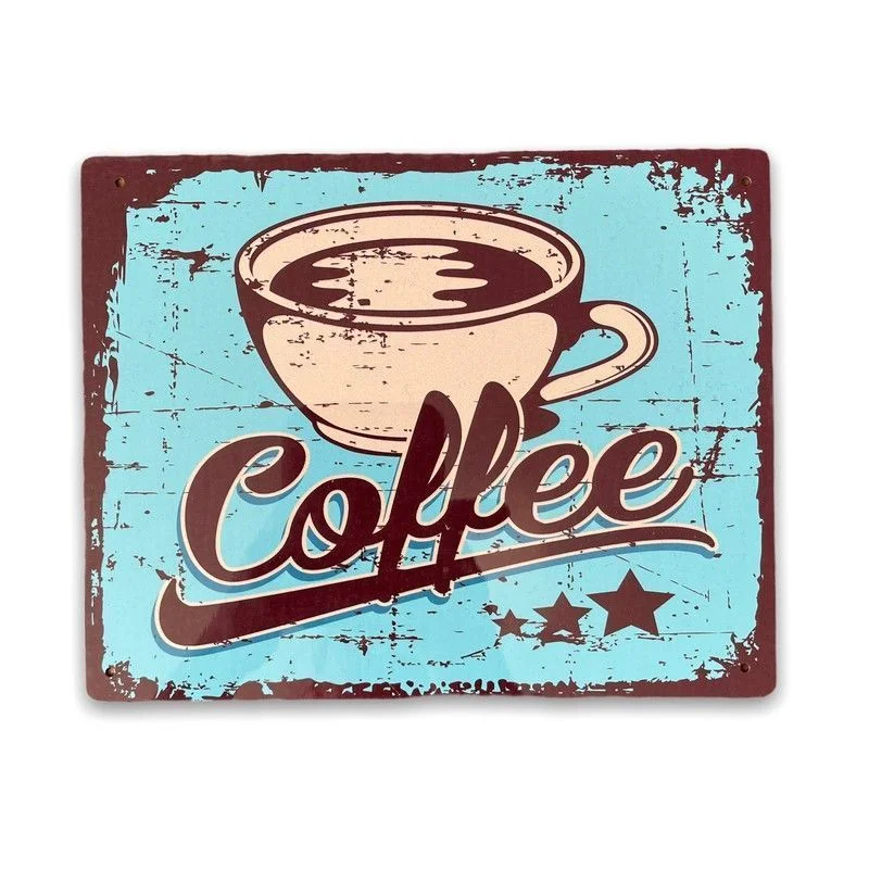  -Non-contact cat thermometerVintage Coffee Sign Metal Wall Mounted - 27cm