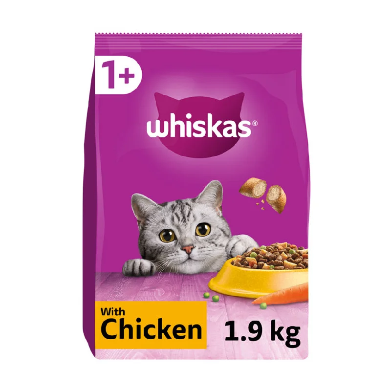    - Cat food for multi-cat households  Whiskas 1+ Chicken Adult Dry Cat Food