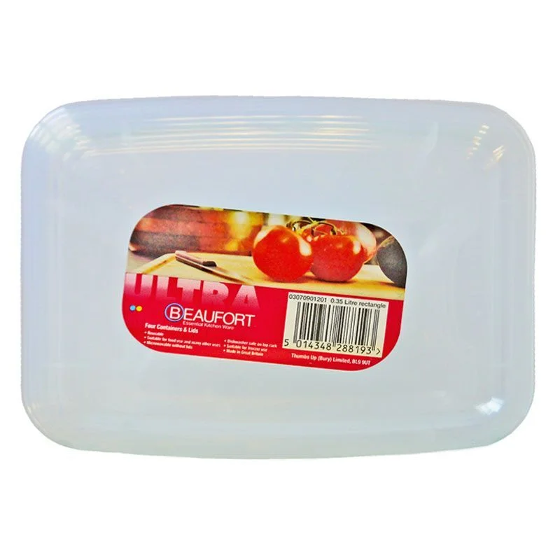 - Degradable pet feces bag4 x Plastic Food Containers Rectangle 350ml - Clear by Beaufort