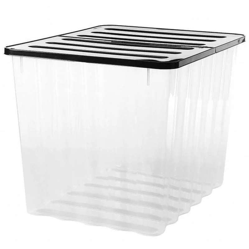  -Splash-proof food bowl AND Anti-choking slow food bowlPlastic Storage Box 110 Litres Extra Large - Clear & Black Supa Nova by Strata