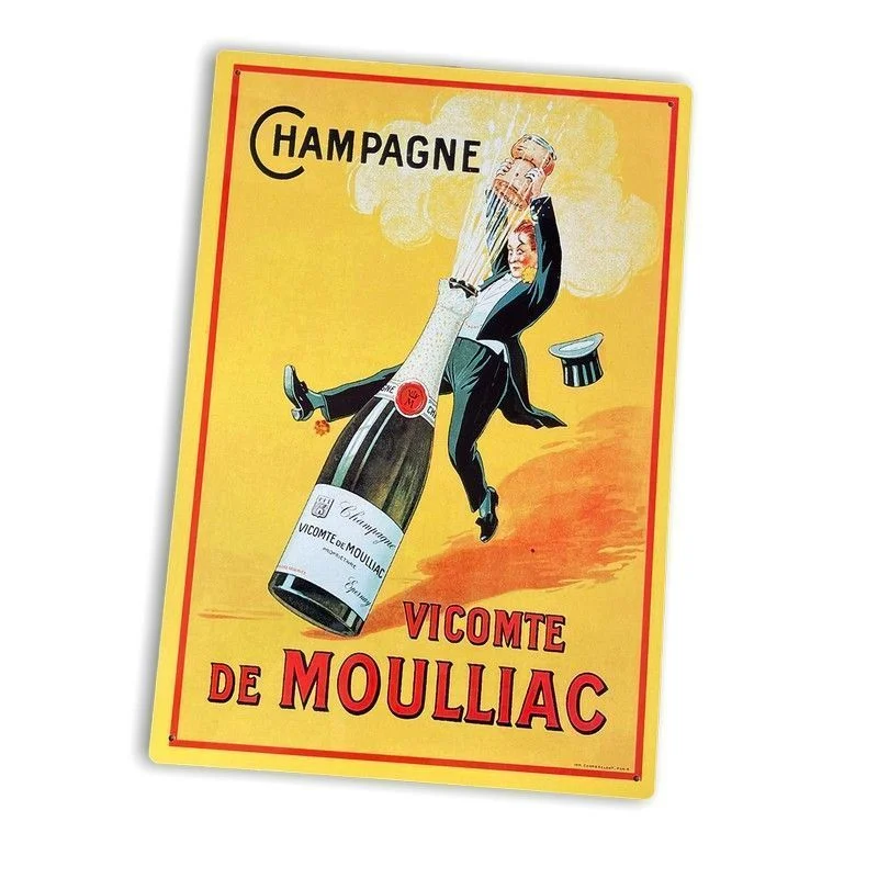 - ​​Christmas pet Christmas clothingVintage Champagne Vicomte De Moulliac Sign Metal Wall Mounted - 42cm