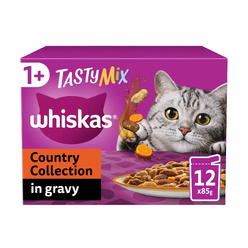    - Cat food for digestive health  Whiskas 1+ Country Collection Mix Adult Wet Cat Food Pouch in Gravy 12x85g