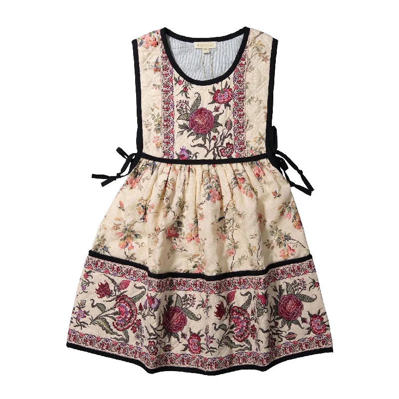 ---Bonjour Bird Floral Chasuble Dress