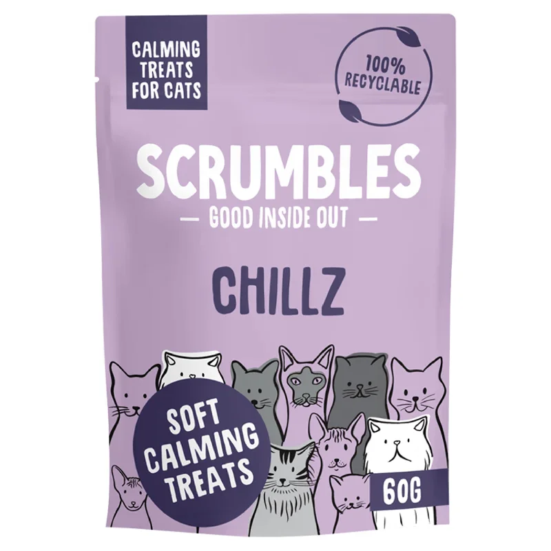    - Cat food for dental health  Scrumbles Chillz Calming Cat Treats 60g