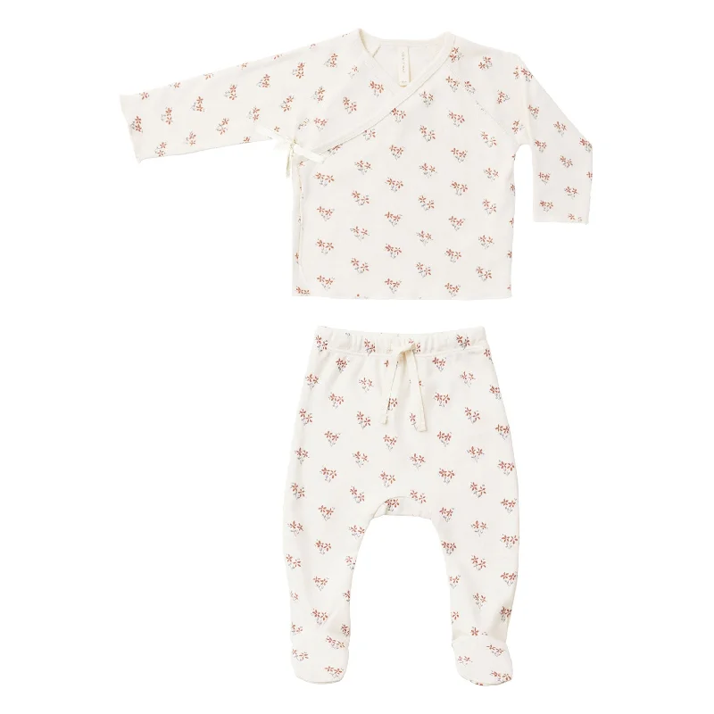 - Elderly dog ​​joint care mattressQuincy Mae Summer Flower Wrap Top + Footed Pant Set