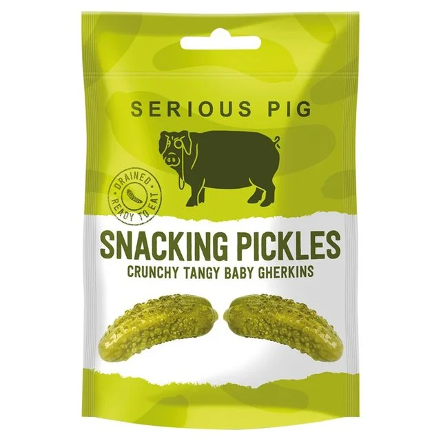 - Air box TSA certified check-inSerious Pig Snacking Pickles Crunchy Tangy Baby Gherkins   40g