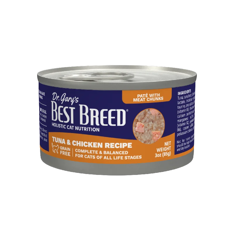  . **Brand-Related**  Dr. Gary's Best Breed Tuna & Chicken Recipe Cat Food